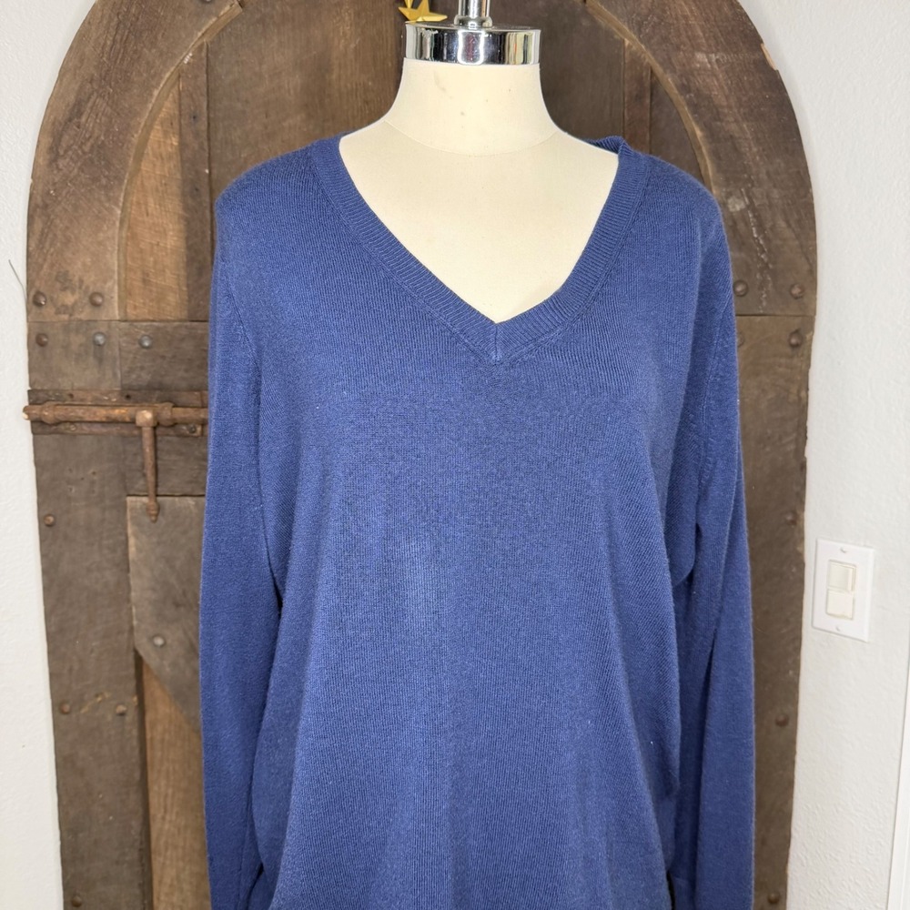 Croft & Barrow V-Neck Sweater 2X Blue Long Sleeve Knit